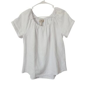 Crown Linen Designs White Linen Peasant Blouse Small